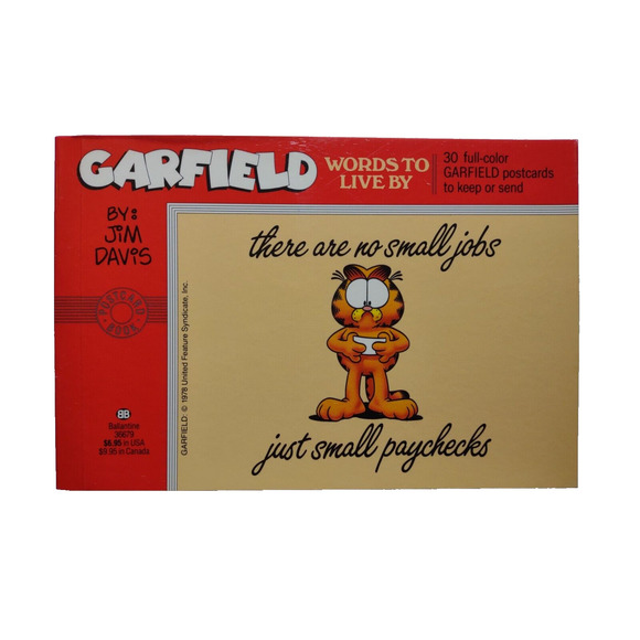 Garfield Words To Live By Postcard Book 30 Different Jim Davis Comic Cat 1990 - Picture 1 of 10